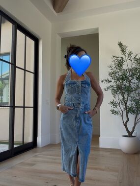Universal Thread Light Blue Denim Backless Halter Dress
